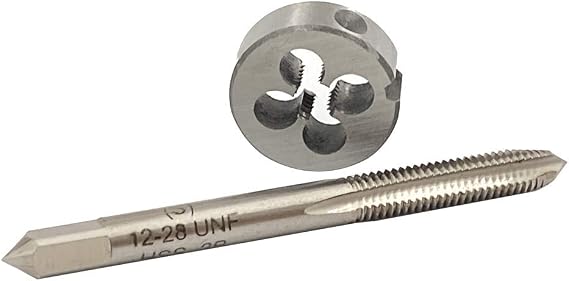 GBJ HSS Tap And Die Set,UNC UNS Machine Thread Tap And Round Thread Die Right Hand 12-24UNC 12-28UNF 12-36UNS 12-40UNS (12-28 UNF)