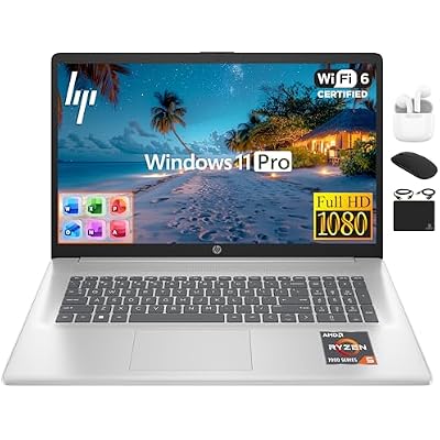 HP 2025 Pavilion Laptop, 17.3 FHD IPS Computer, 6-Core AMD Ryzen 5, 32GB RAM, 1.5TB Storage 1TB SSD  500GB Ext, Wi-Fi 6, Webcam, Long Battery, HubxcelAccessory, Lifetime Office 2024 Windows 11 Pro