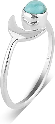 925 Sterling Silver Crescent Ring | Natural Gemstone | Polished Stones | Handmade Designer Jewelry | Promise Wedding Bohemian Ring | Christmas Gift for Women