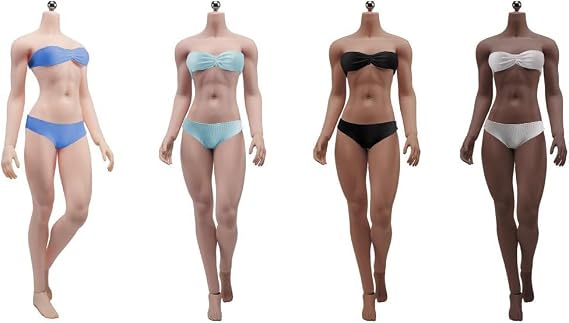 1/6 Scale Female Action Figure, 12 Inch Seamless Super Flexible Muscular Female Body, 1/6 Strong Muscle Bodybuilder Body Type Toy Figure Body Doll Model (Brown Skin)