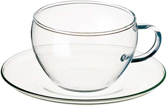 Simax Glassware Eva Tea Cups with Saucer, 8.25-Ounce, Set of 4