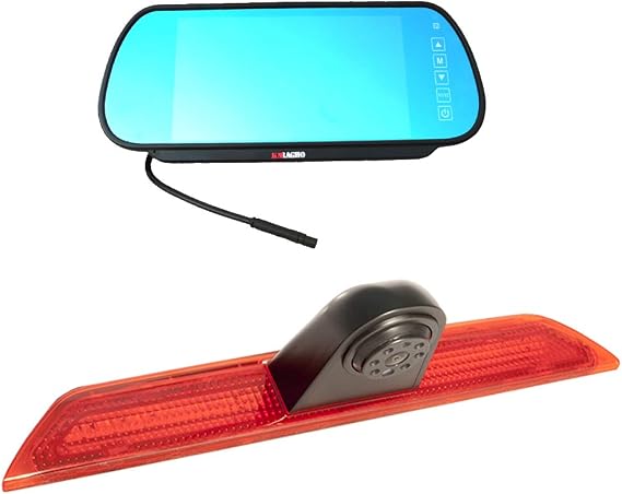 Compatible for Ford Transit 150 2015-2020, Transit 250 2015-2020, Transit 350/350 HD 2015-2020 Brake Light Backup Camera with 7 inch Clip-on Mirror Monitor (Transit Van)