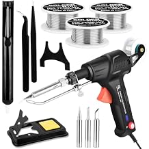 Soldering Gun Kit, Upgrade 120W Adjustable Temp Multi-Function Soldering Iron Set, Soldering Iron Kit for Electronics Welding Repair (11-Piece Set) (Black)