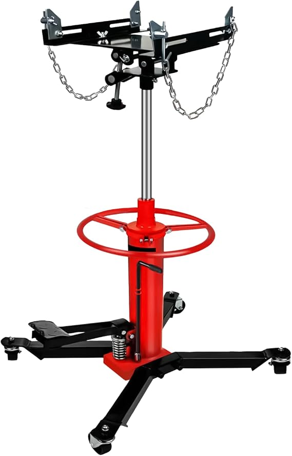 Adjustable Transmission Jack 1660LBS, Telescoping Hydraulic Transmission Jack 0.75T with 2 Stage Hydraulic 360 Swivel Wheel, 34"-68" Heavy Duty High Lift, Garage/Shop Lift Hoist (Red)