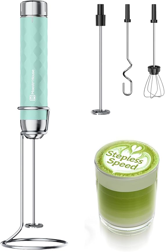Maestri House LunaFro 2.0 Rechargeable Milk Frother, Stepless Speed Control