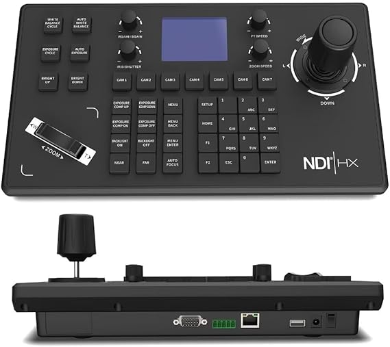PTZ Controller, Joystick, Ethernet, Multiuse, Corded Electric, PTZ Camera Controller for Video Conference, Broadcast, Church, Live Streaming