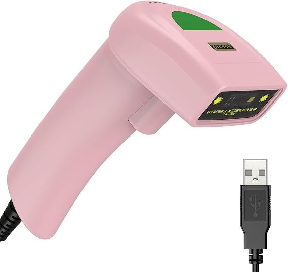 Symcode USB 1D Barcode Scanner, Handheld Wired CCD Laser Barcode Reader Scanner Supports Screen Scan UPC Bar Code Scanner for Warehouse, Library, Supermarket,POS