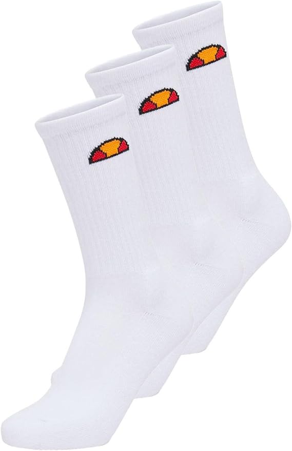 ellesse Tisbi Mens Sports Fashion Training Crew Socks White (3 Pack)
