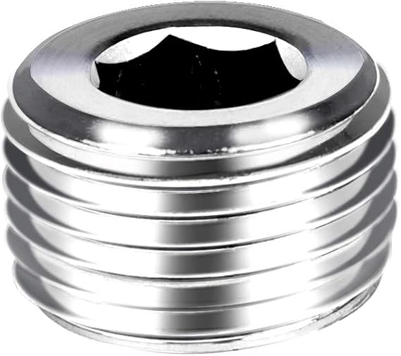Joywayus Stainless Steel Internal Hex Countersunk Thread Socket Pipe Plug 1"NPT Male