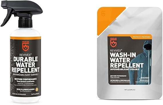 GEAR AID Revivex Durable Water Repellent (DWR) Spray for Waterproofing & Wash-in Water Repellent, Concentrated Formula for Outerwear, 10 Ounce