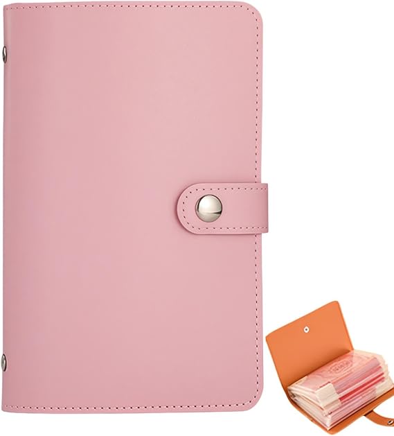 100 Envelopes Saving Challenge,Envelope Challenge Binder,Money Saving Wallet,Cash Binder,Includes Saving Notebook & Binder 50 Pages,Cash Budget Money Saving Book for Couples,Offices and Home(Pink)