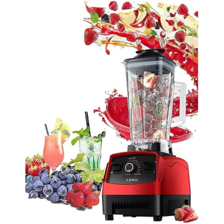 Powerful 4500-Watt Professional high speed Blender, Personal Blender for Shakes and Smoothies, High-Power Juice, Soups, Stainless Steel Blades, Easy Self-Cleaning, RED, 15 Gear, FFDG546