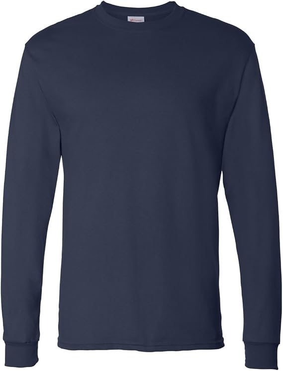Hanes Men's Essentials Long-Sleeve T-Shirt, Crewneck Cotton T-Shirts for Men, 2-Pack