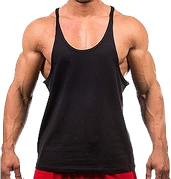 Gym Singlets - Black - Men's Tank Top for Bodybuilding and Fitness - Stringer Sports USA Size