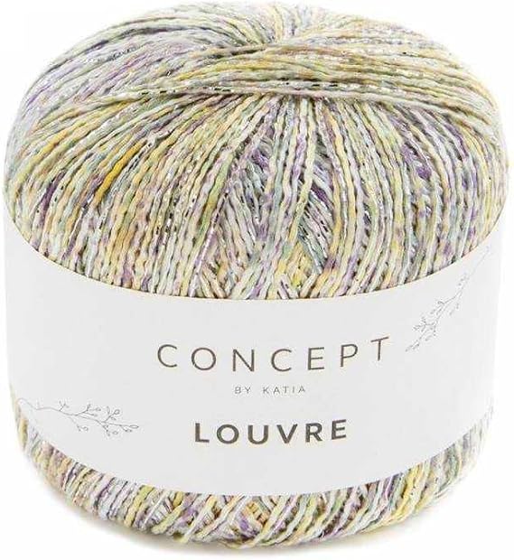 Viscose Yarn with Glitter Katia Louvre Colour 84, Light Summer Yarn with Glitter Thread