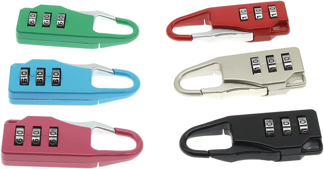 6 Pcs Luggage Combination Locks Padlock Zinc Alloy Small Safe Combination Padlock, for Backpacks Bags Suitcases Luggage Briefcases Notebook (6 Colors)