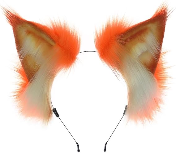 Orange Cat Ear Headband Wolf Ear Headband Cute Animal Hairband Cosplay Costume Headwear Faux Fur Hair Accessories