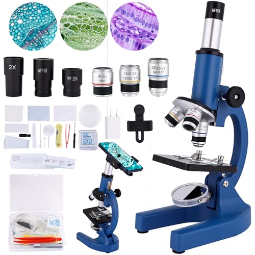 Microscope for Kids & Adults,40X-2000X Magnification Microscope for Kids 8-12, with LED Fill Light & Phone Holder, Great for School Labs and Home Schooling