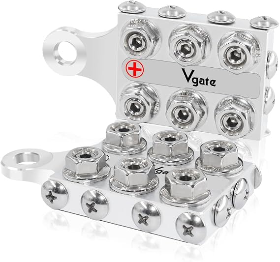 Vgate Car Battery Terminal Connectors,16-Way Battery Terminal Clamps, 8AWG up to 4/0(XL) AWG Gauge for Lithium or AGM Lead Acid Battery, Positive and Negative (+/-)(1 Pair) for M10 or 3/8-16