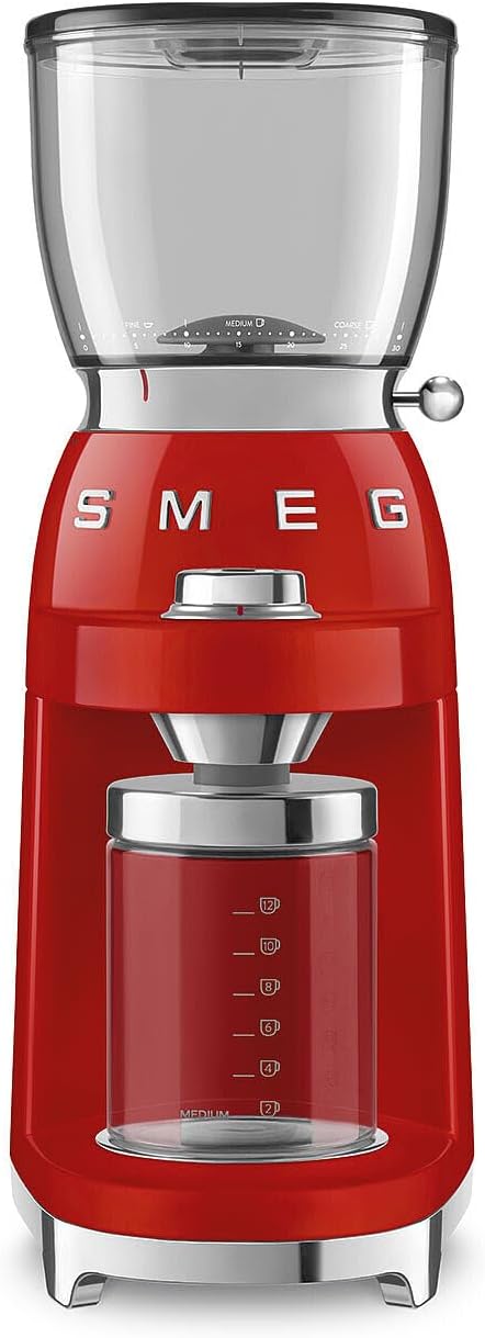 Smeg CGF01RDEU Electric Coffee Grinder with a Power of 150 W CGF01RDEU-red, Plastic, red