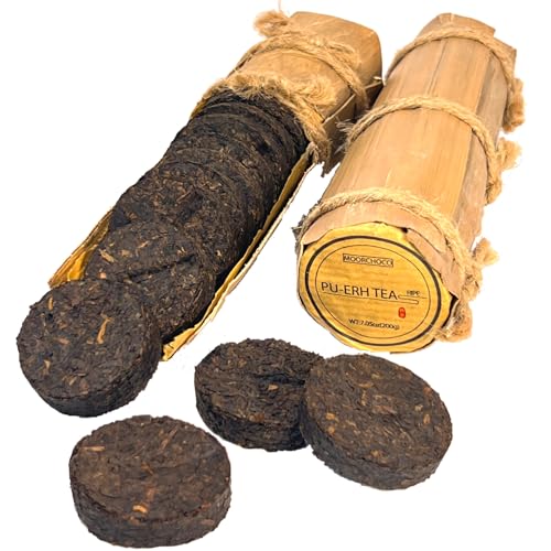 Chinese Ripe Puerh Tea Mini Cakes, 7.1 Ounce, 80 Cups, Aged Shou Black Tea 1
