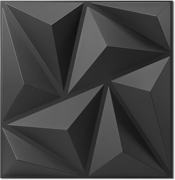 Art3d 20 Pack 3D Wall Panel for Interior Wall Decor Black, 19 Sq.Feet PVC Wall Panels, Accent Wall Panels for Living Room Lobby Bedroom Hotel Office, 11.8"x11.8"