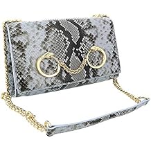 ROBERTO CAVALLI Class Light Blue Snakeskin Millie Deluxe Clutch/Shoulder Bag