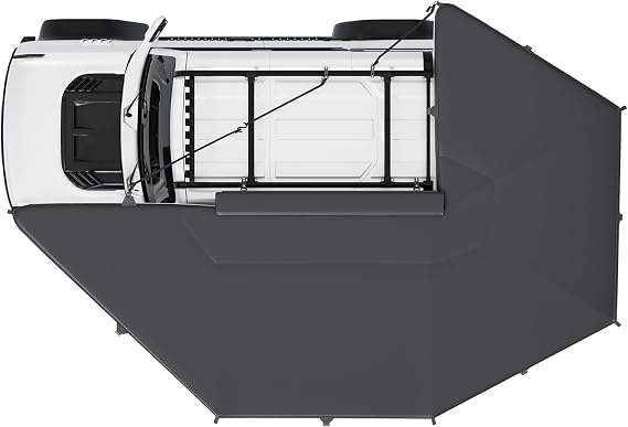 EROMMY 270 Degree Car Side Awning with Built-in LED Light, L-Shaped Side & Rear Coverage for SUV, Van, Camper and Truck, Waterproof Overland Camping Shelter