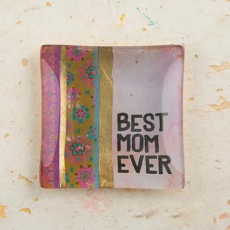 Natural Life Set of 2 Glass Trays Best Mom Ever