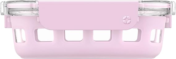 Ello Duraglass 1.75 Cup Glass Meal Prep Container with Lid, Pink Cashmere