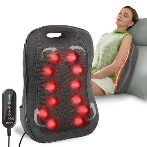 CooCoCo HSA Store Eligible Shiatsu Back Massager with Heat, Portable Massage Chair Pad, Kneading Massage Mat for Pain Relief, Chair Massager for Office Home