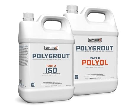 Polygrout Hybrid Polyurea for Polished Concrete & Terrazzo Floors - 2 Gal Kit 2-Component 1:1 Mix Polished Concrete Grout & Densifier Grindable in 1 Hour, High-Solids Void, Pore & Crack Filler