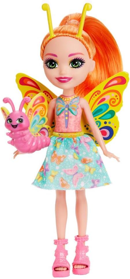 Enchantimals Dolls, City Tails Belisse Butterfly Doll and Dart Animal Friend, Small Doll with Removable Skirt and Accessories, Gifts for Kids, HKN12