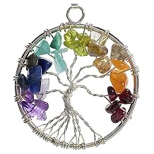 KALIFANO Natural Tree of Life Necklace for Women - Handmade Wrapped Wire Chakra Gemstone Pendant with Healing Properties (Information Card Included)
