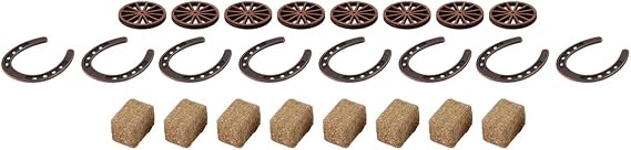 24 Pcs Western Theme Party Decorations Birthday Table Centerpieces Horseshoes，Wagon Wheel and Hay Bales Crafts Horse Rodeo Decor Cowboy