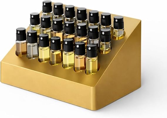Perfume Sample Organizer for Vanity 2mL Mini Perfume Vial Storage, Fragrance Sample Organizer for Bathroom Counter or Dresser (Gold, 2mL - Mini Perfume Sample Vials)
