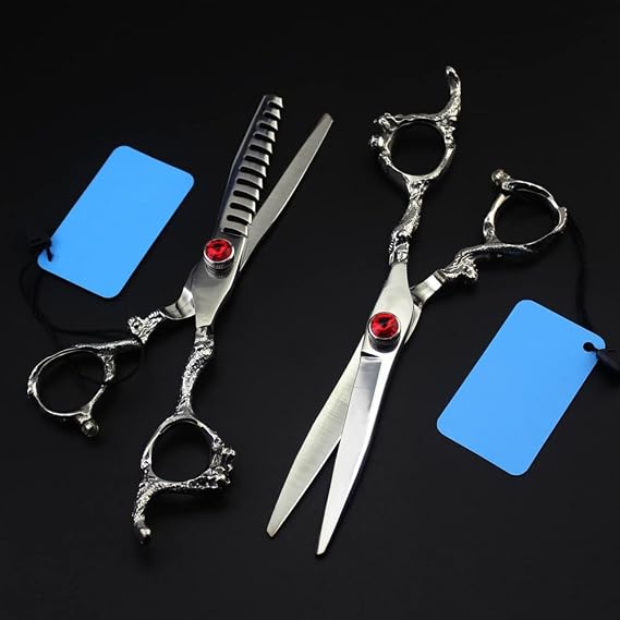 Barber Scissors Hair Cutting Scissors, 6Inch Professional Japan 440C Steel Upscale Dragon Handle Hair Scissors Haircut Thinning Barber Cutting Shears Hairdressing Scissors,Set