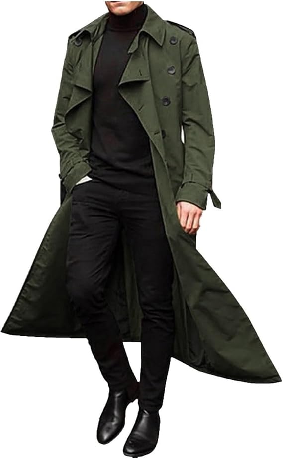 Men's Trench & Rain Coats Waterproof Winter Trenchcoats Lapel Long Jacket | Mens Trench Coat,Trench Coat Men Lapel Long Jacket Double Breasted Overcoat Soft Elegant Windbreaker