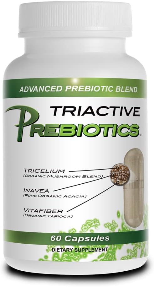 Prebiotic Fiber Gut Health Supplement, 60 Capsules | Organic Prebiotics, Acacia Fiber, VitaFiber, Mushroom Blend, Digestion & Microbiome Support, Women & Men