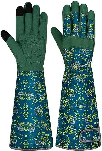 Long Gardening Gloves for Women Thorn Proof Leather Garden Gloves Breathable Working Gloves for Women Yard Outdoor