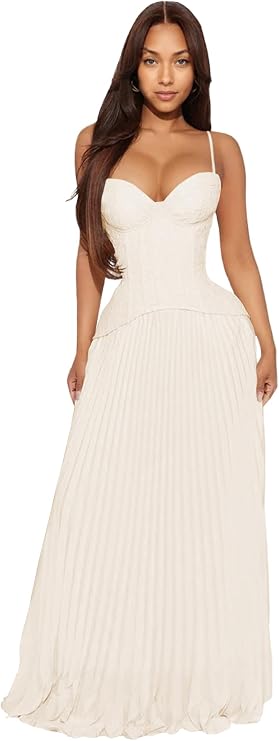 Spaghetti Strap Pleated Bridesmaid Dresses Long for Women Appliques