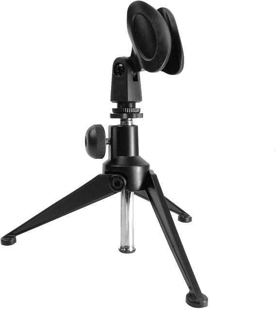 Adjustable Tabletop Mic Stand Portable Foldable Desktop Tripod Microphone Stand with Clip