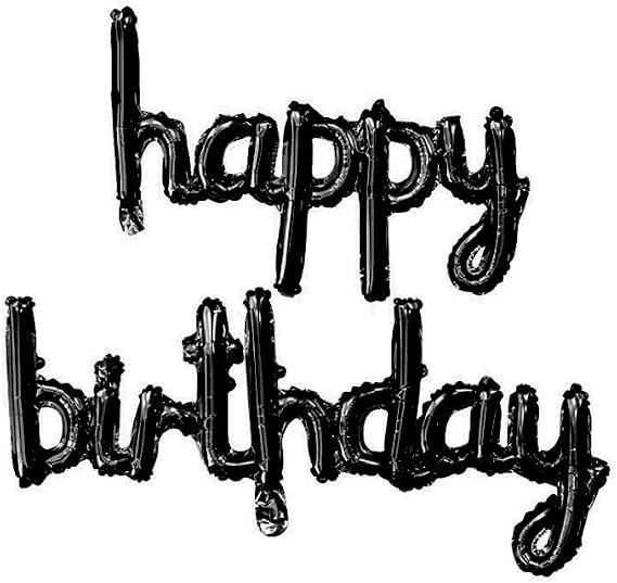Happy Birthday Balloons Banner,16 Inch Mylar Foil Letters Balloons,Birthday Party Banner (Black)