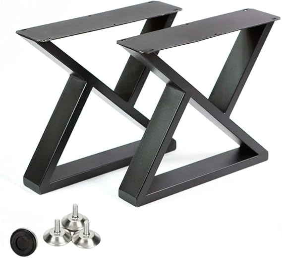 16" High Coffee Table Legs, Metal Desk Legs Black Industrial Modern Bench Chair Base,Triangle Shape Set of 2 (15.7" H x 17.7" W)
