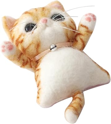 HAWILLOSCH DIY Wool Felting Kit for Beginners Create Adorable Cat Decorations Needle Felting Materials and Craft Lovers Includes Tools and Instructions