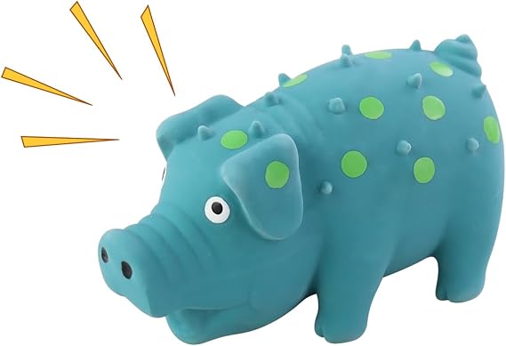 4 Inches Mini Squeaky Pig Toys for Small Dogs, Natural Latex Pig-Shaped Mini Puppy Toy, Interactive Dog Toys for Indoor Dogs Relieve Stress and Reduce Boredom (Blue, S,1pc)