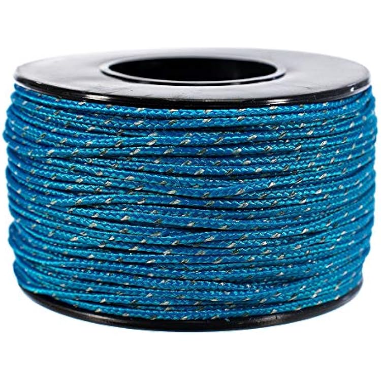 Micro Cord 125 Foot Spool of 1.18 Millimeter 100 Pound Minimum Break Strength Paracord 1 Pack, Reflective Blue