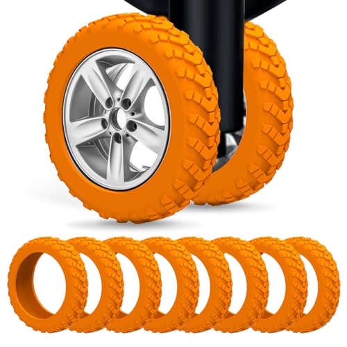16Pcs Luggage Wheel Covers Carry On Luggage Wheels Protectors Silicone Suitcase Wheel Covers, Mute and Shock Absorption Orange