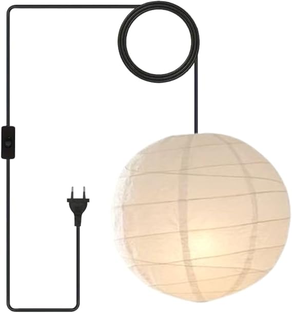 Nogy Lantern Lamp Pendant Light - Paper Lantern Pendant - Off White Paper Pendant Light - Rice Hanging Light, Perfect for Home Decor Irregular (Plugin, 19.6 in)
