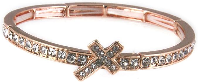 4030920 Copper Tone Cross Stretch Bracelet Christian Religious Bible Jesus